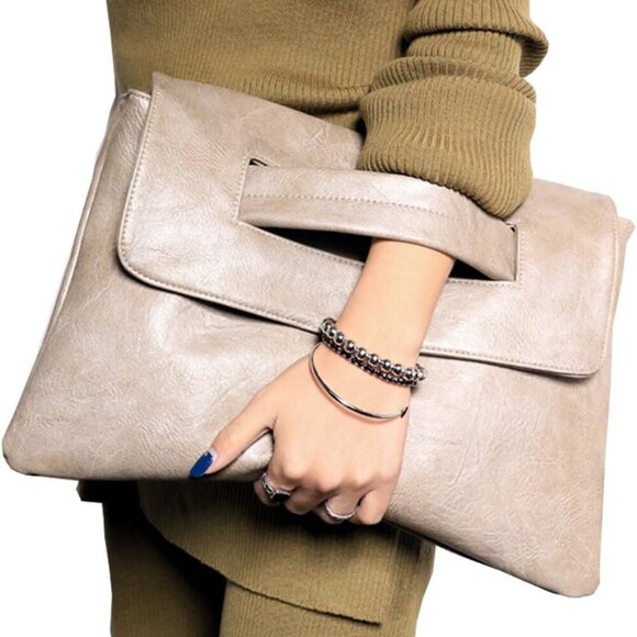 Women Handbags PU Leather Female Clutch Handbag Messenger Bag Large Solid High C - Picture 2 of 7